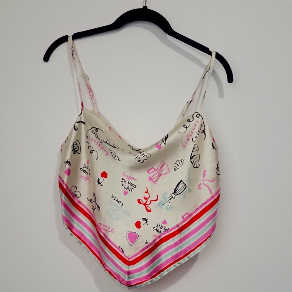 JAPNA WOMEN'S WIMSICL PAIRS PRINT SCARF TIE BACK HALTER TOP